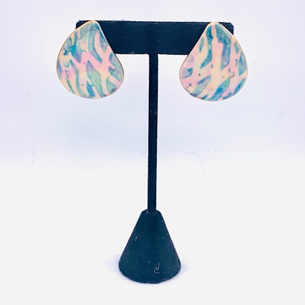 Handcrafted artisan porcelain earrings NOS unique
